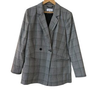Calvin Klein Gray Plaid Blazer Jacket 21” p2p